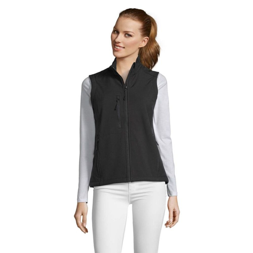 SOLS Womens/Ladies Rallye Softshell Sleeveless Vest / Black